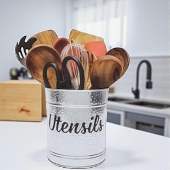 Hammered Metal Utensil Holder - Picture 1 of 7